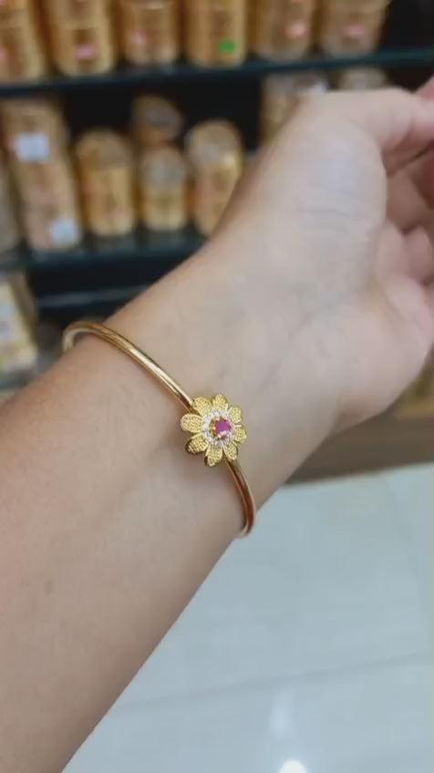 Premium Ruby & White AD Stone Combination bangle ( free size up to 2.6)   Code: NL0266