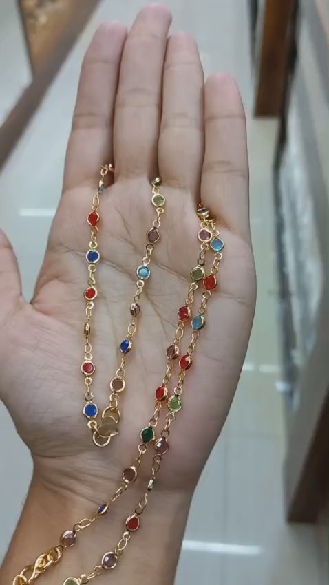 Premium gold plated  daily wear navaratna ankletCode : NL0097