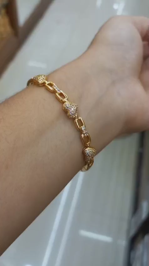 Premium plated American Diamond heart shaped bangle Lock Bangle CODE:NL0301