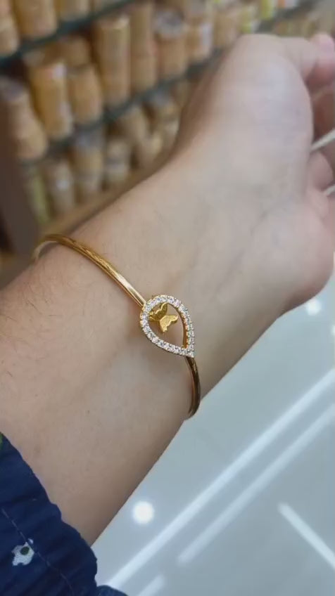 Lavender Color Premium Plated  AD stone Lock bangle CODE:NL0308