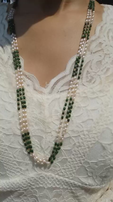 Beautiful 3 layer Rice Pearl Neckpiece Code : NL0165