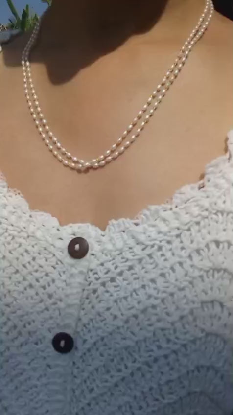 Beautiful rice pearl 2 layered necklace Code: NL0196