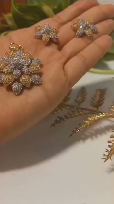 Unique designer American Dimond Pendent with Chain & matching EarstudsCode :NL0028