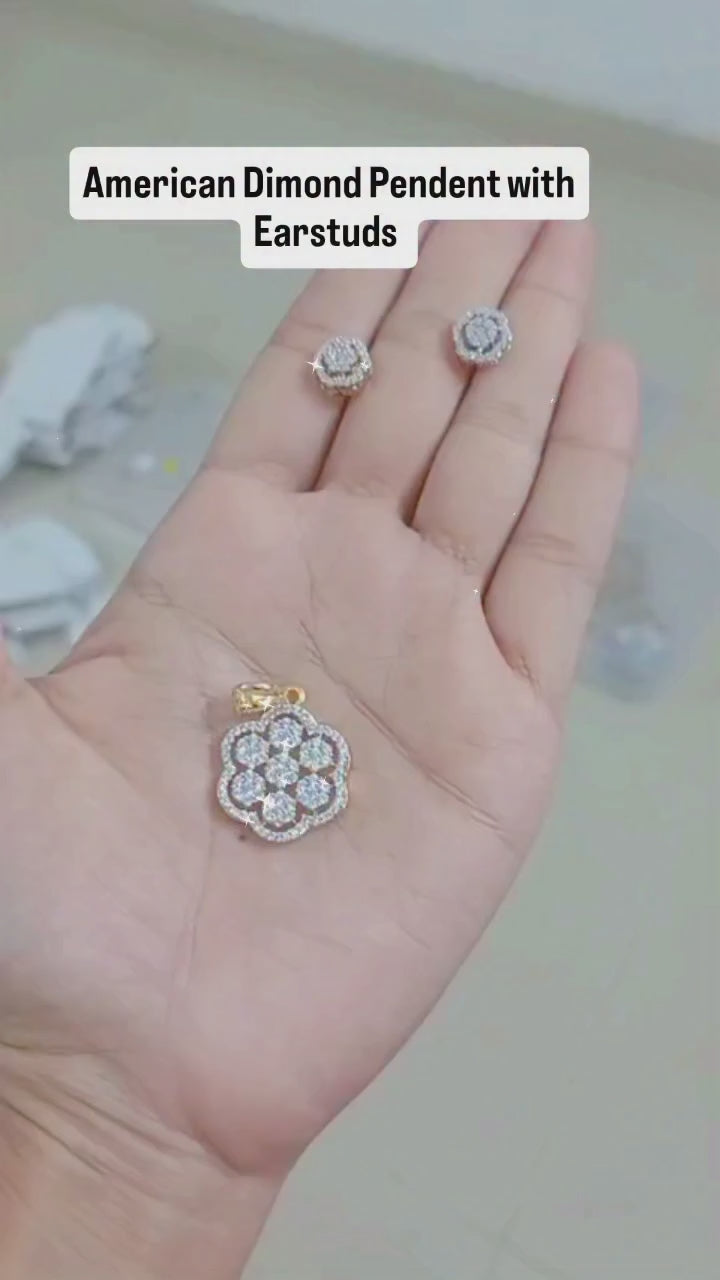 American Dimond Pendent with Chain & matching EarstudsCode :NL0030
