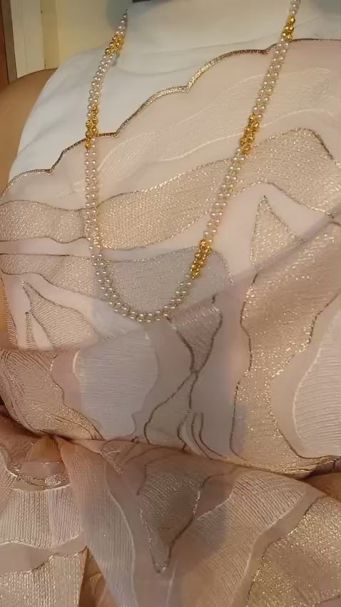 Two layer pearl and golden combination neck piece Code : NL0185