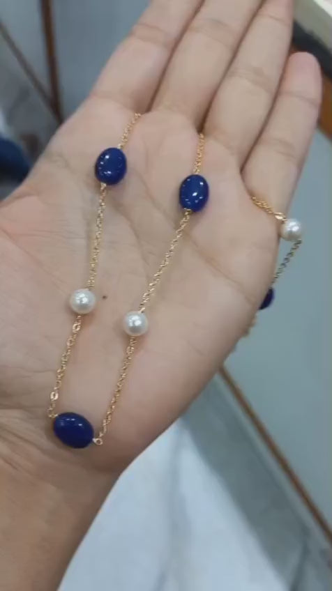 Pretty blue combination simple pearl neck piece CODE:NL0292