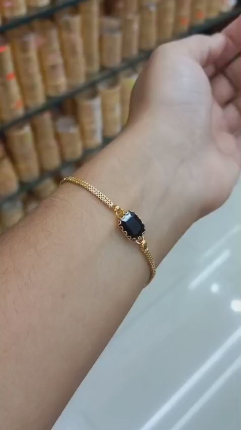 Premium Black  Amethyst Stone daily wear   Hand Chain CODE:NL0300