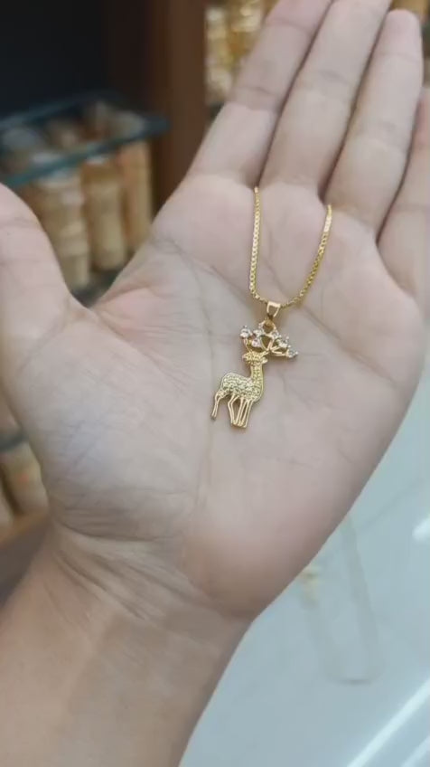 Daily wear  Deer AD stone pendent with chain CODE: NL0312