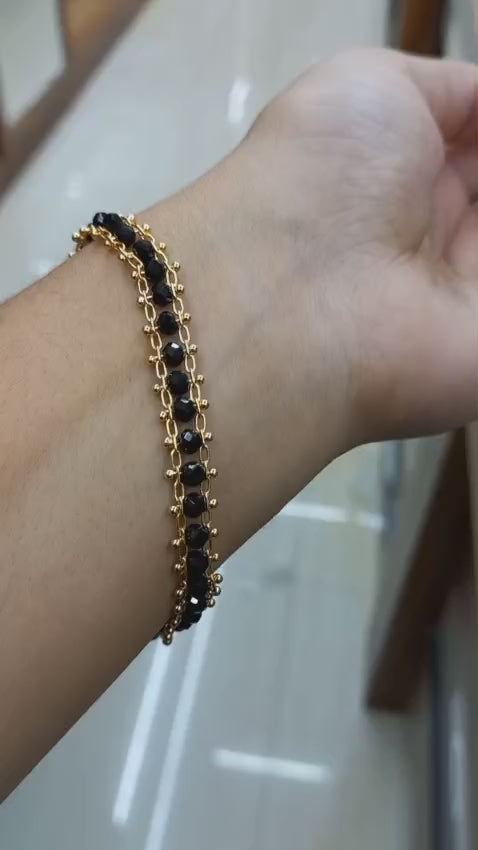 Premium gold plated  daily wear crystal hand chainCode : NL0098
