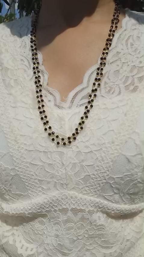 Beautiful 2 layer Black crystal Neck Piece NL0113