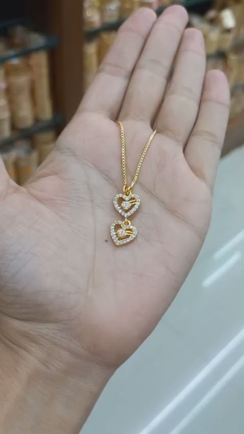 Daily wear Classy & Simple heart shaped AD pendent with neck chain CODE:NL0274