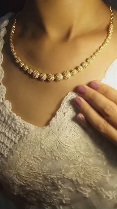 Premium gold plated American Dimond Neckpiece with earings Code :NL0086