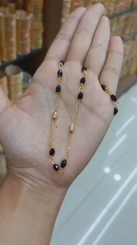 Premium gold plated black crystal with oval gold combination ( 24 inch length ) CODE:NL0290