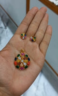 Premium gold Plated beautiful navaratna pendent with chian & studs 

Code : NPS1 Jewel byjuwaan