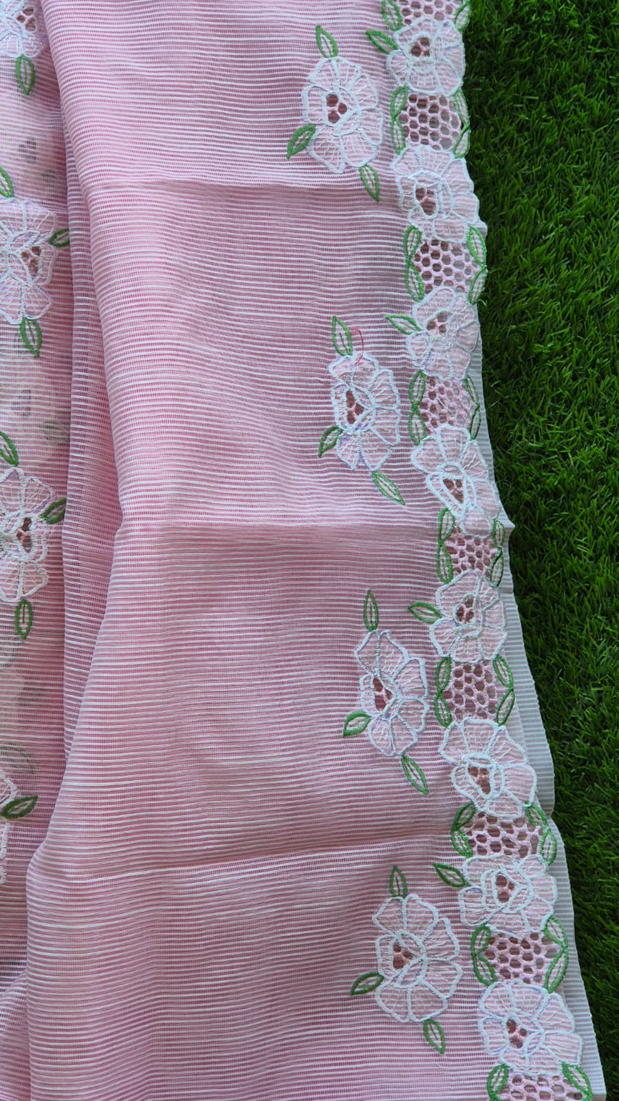 Peach collection cutwork embroidery premium sarees collection Silky kota cutwork sarees