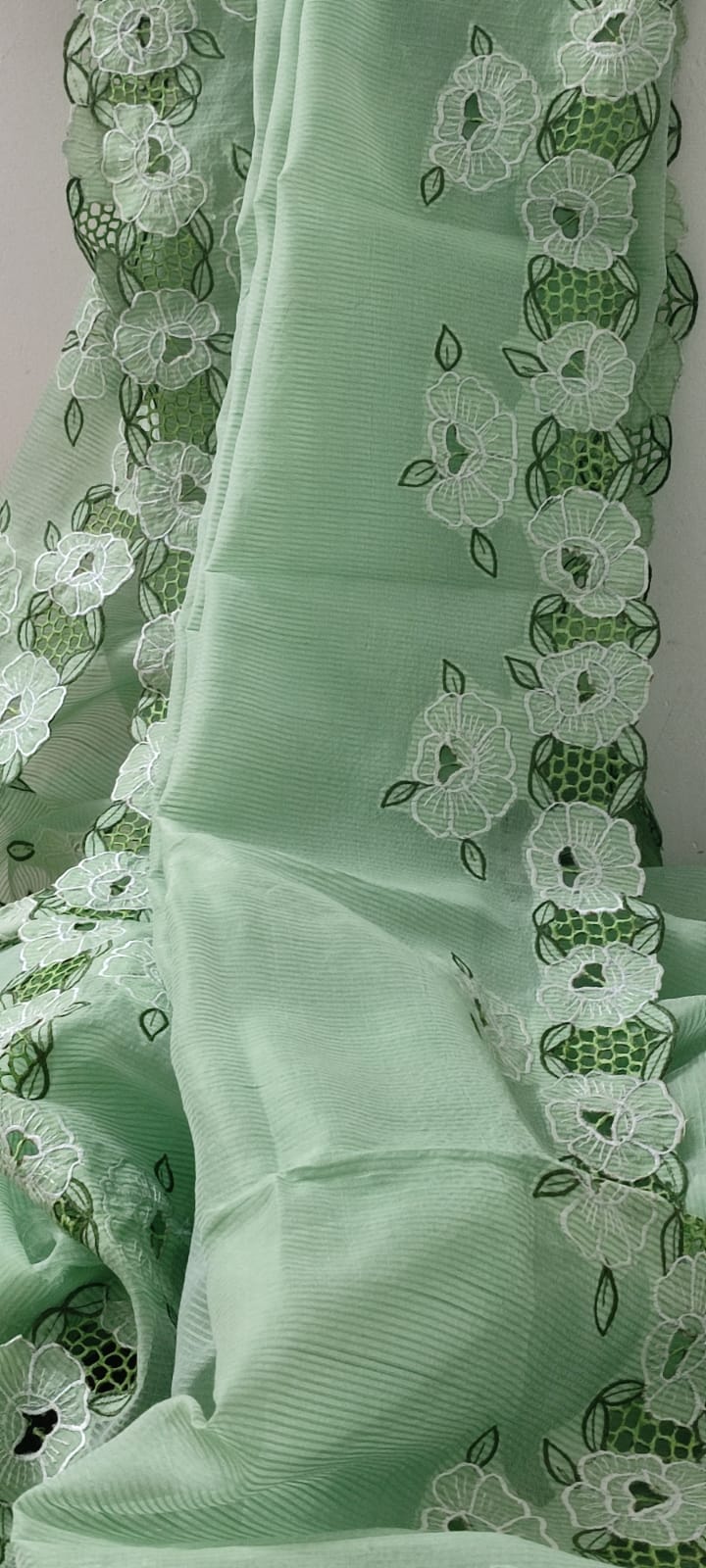 Elegant silky kota cutwork embroidery sarees Silky kota cutwork sarees