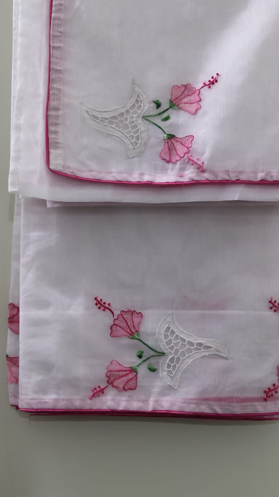 Pink white Beauty Twine Cutwork Sarees Collection Twine cutwork collection