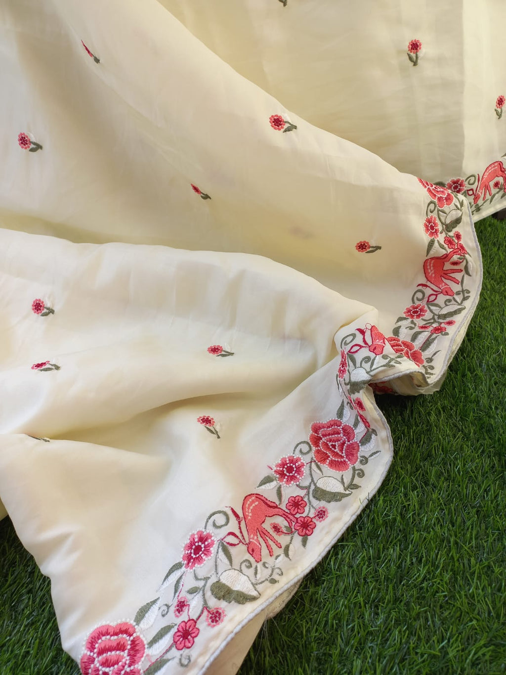 Beautiful embroidery on moonga tussar silk sarees Designer sarees collection