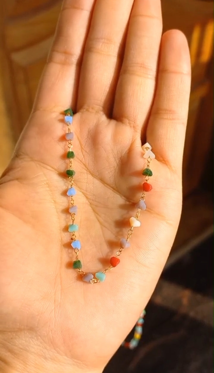 Premium Navaratna colours gold plated crystal neckpiece in best quality Code : NC1 Pearl Jewellery