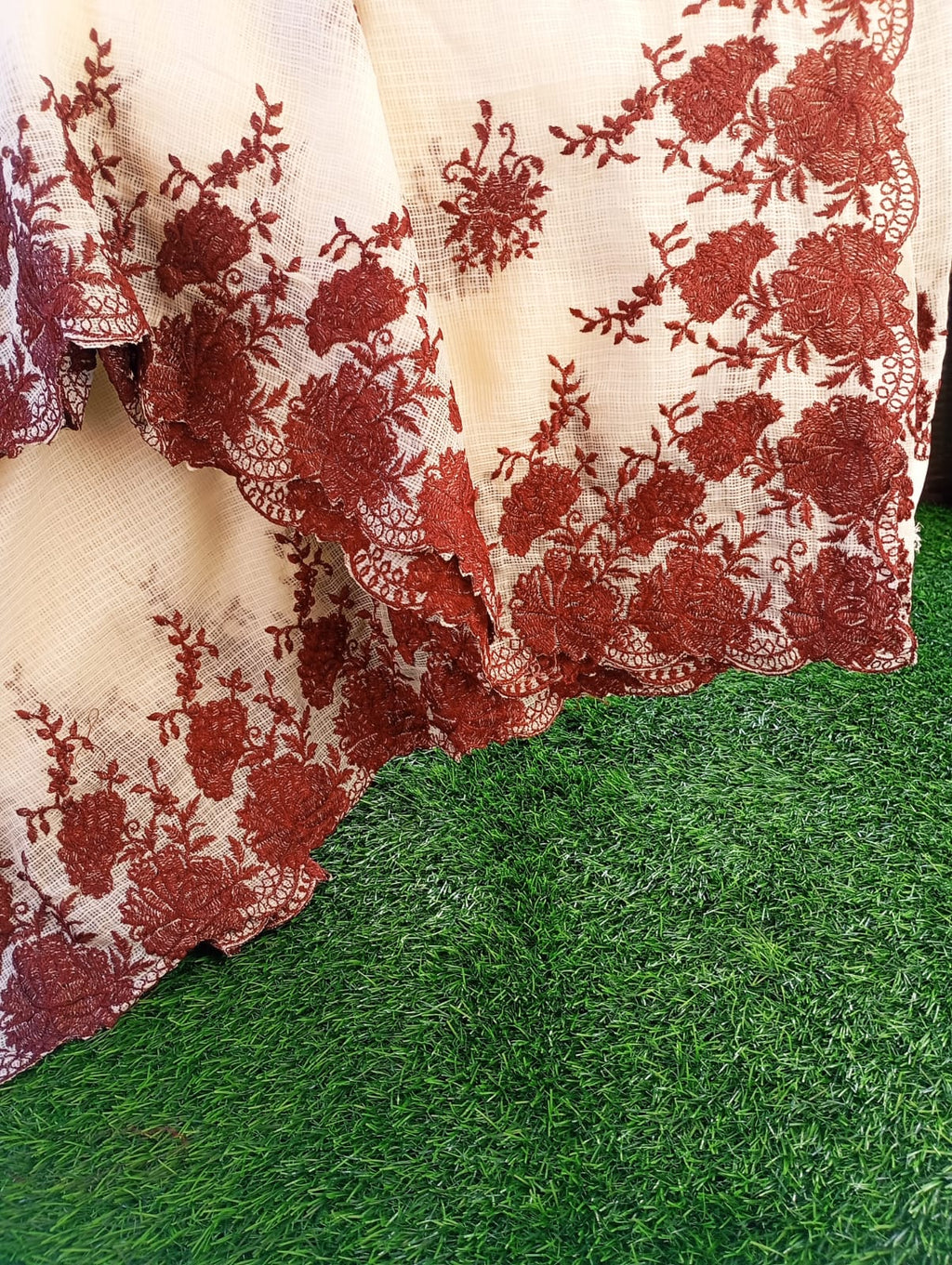 Premium white red Kota embroidery designer sarees Kota embroidery sarees