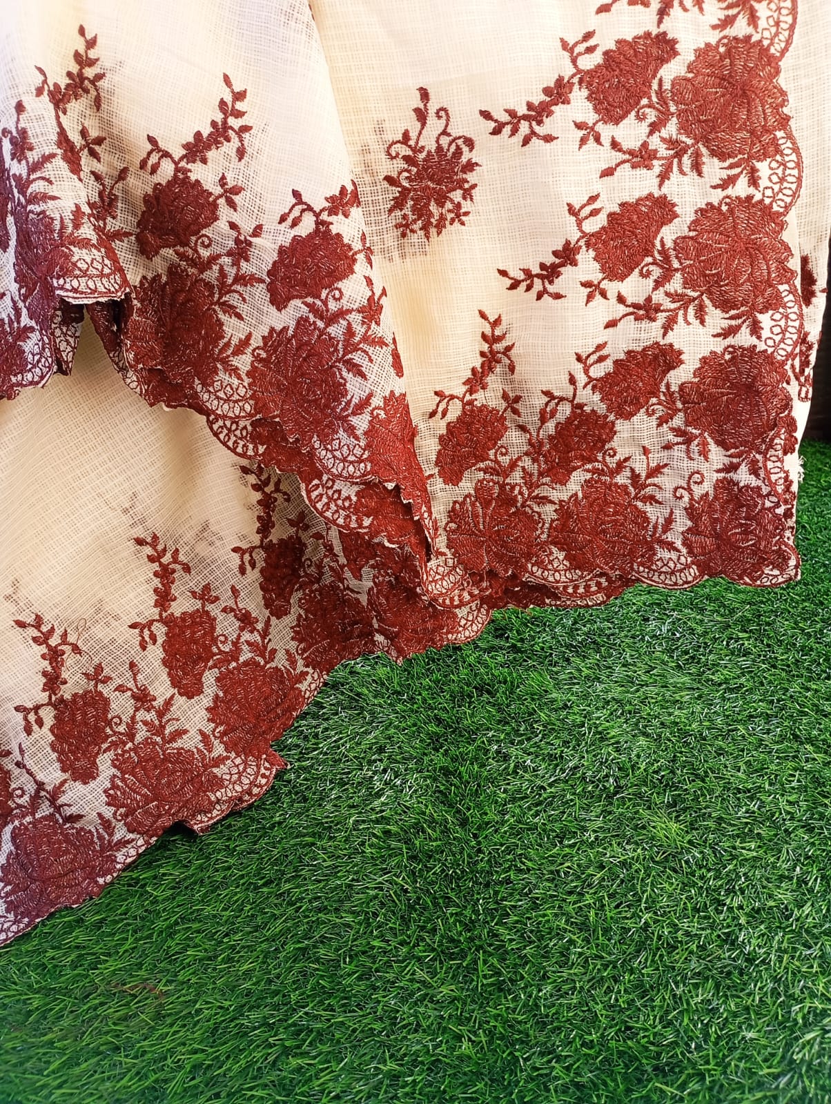 Premium white red Kota embroidery designer sarees Kota embroidery sarees