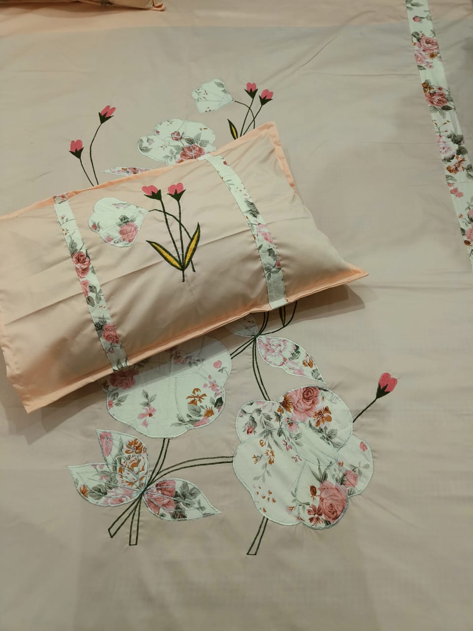 Premium pastel shades patch Designer Embroidery Bedsheets Collection Bedsheets