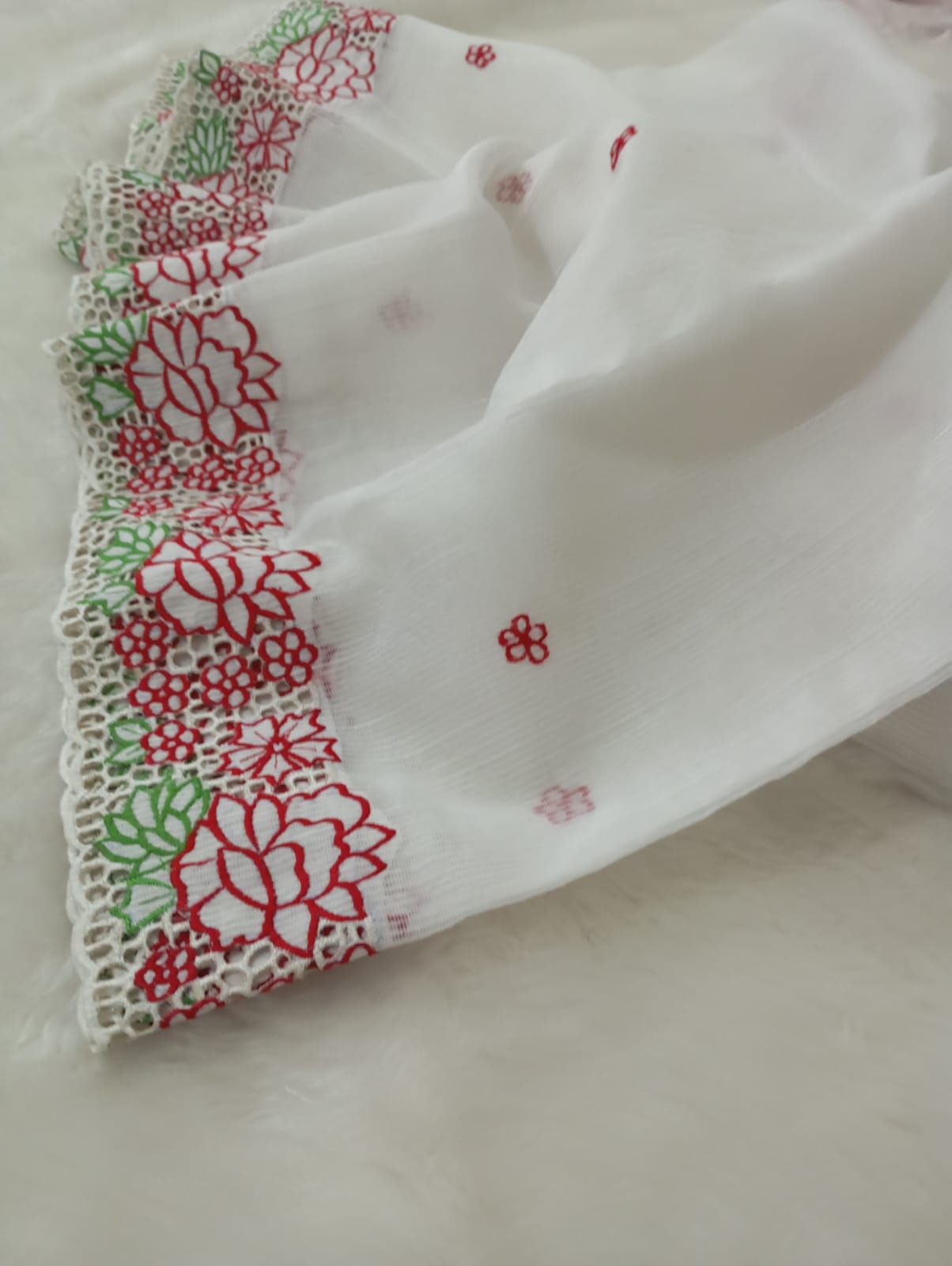Exclusive white baptism special cutwork embroidery designer sarees