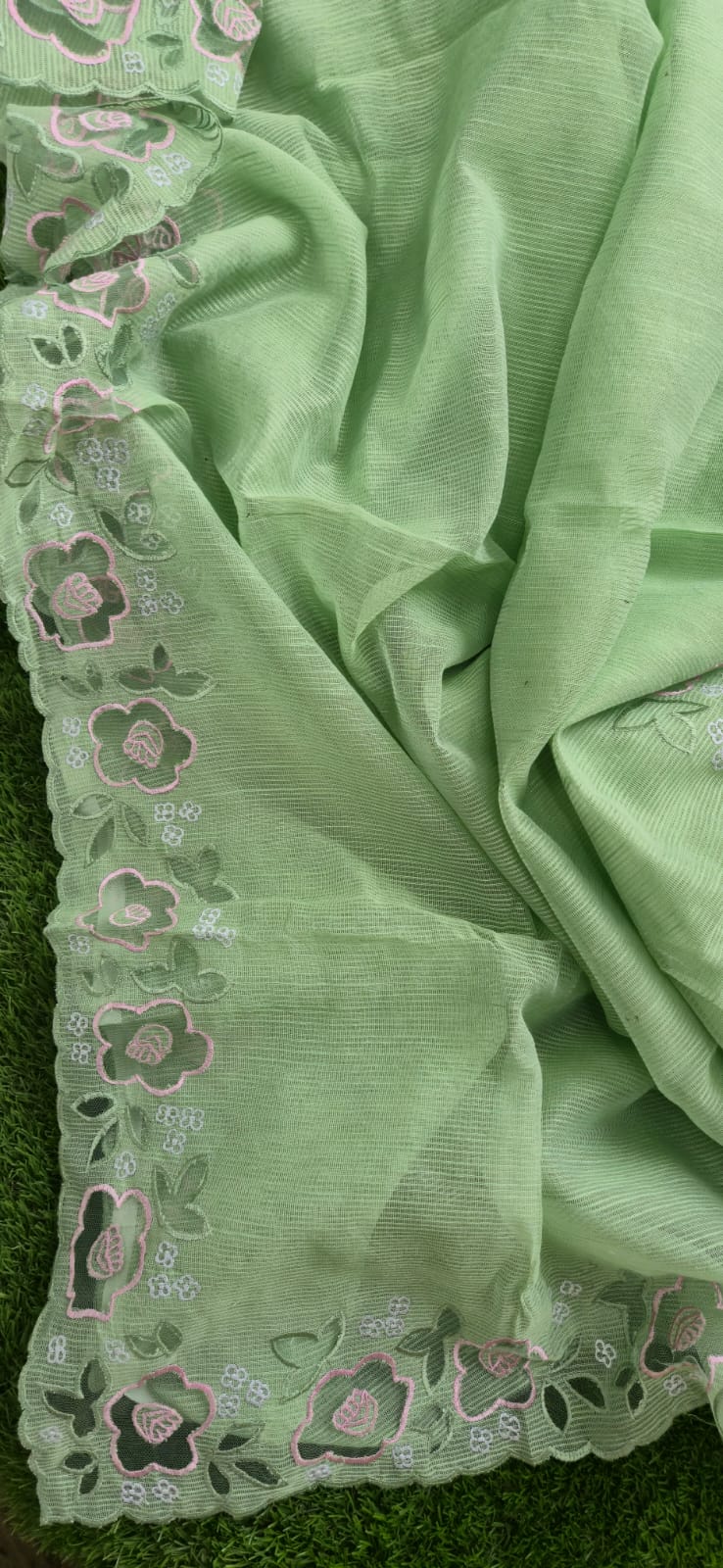 Premium Silky Kota embroidery designer applique sarees Kota embroidery sarees