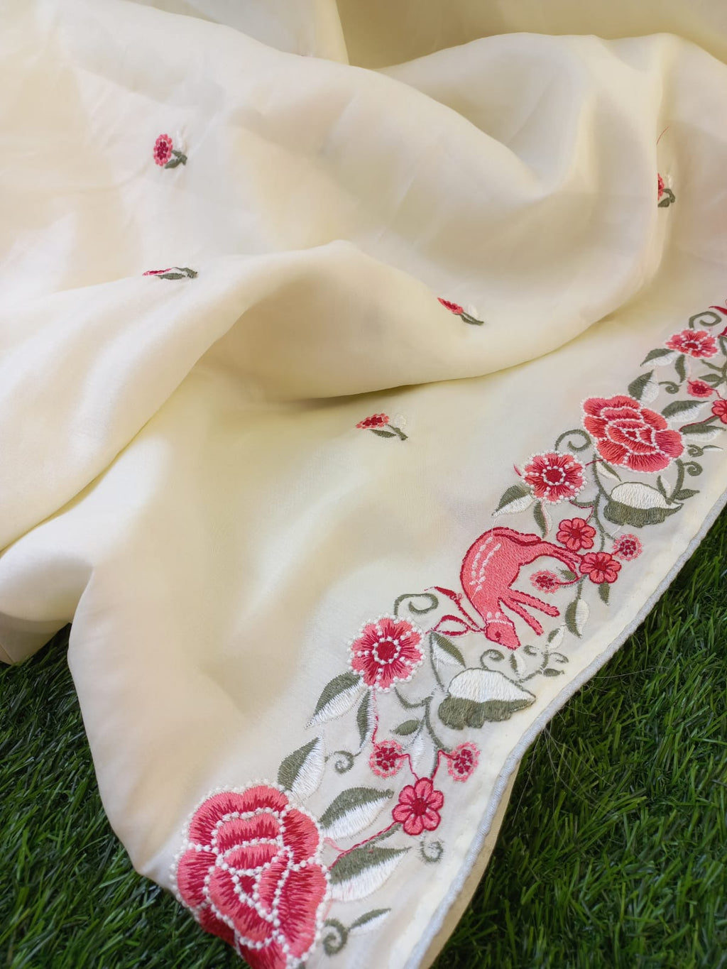 Beautiful embroidery on moonga tussar silk sarees Designer sarees collection