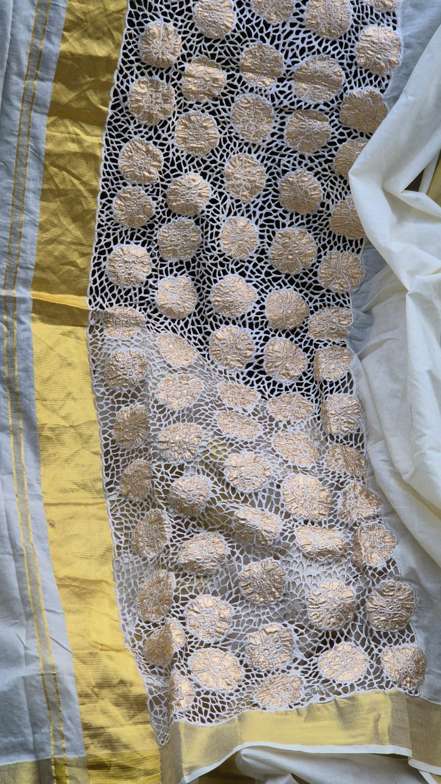 Kerala cotton saree and blouse with work Kerala saree