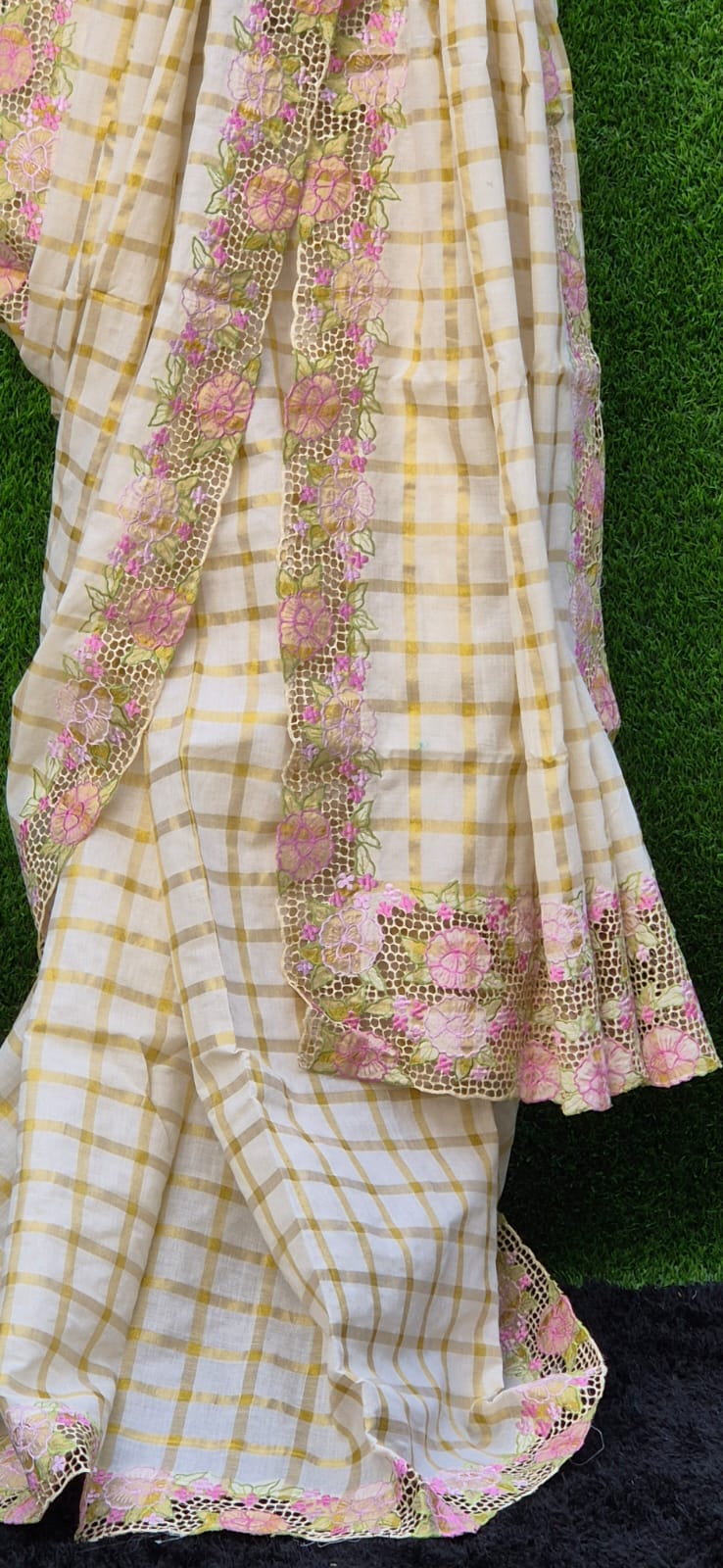 Beautiful Kerala saree and blouse with cutwork Embroidery collection Off white Kerala saree
