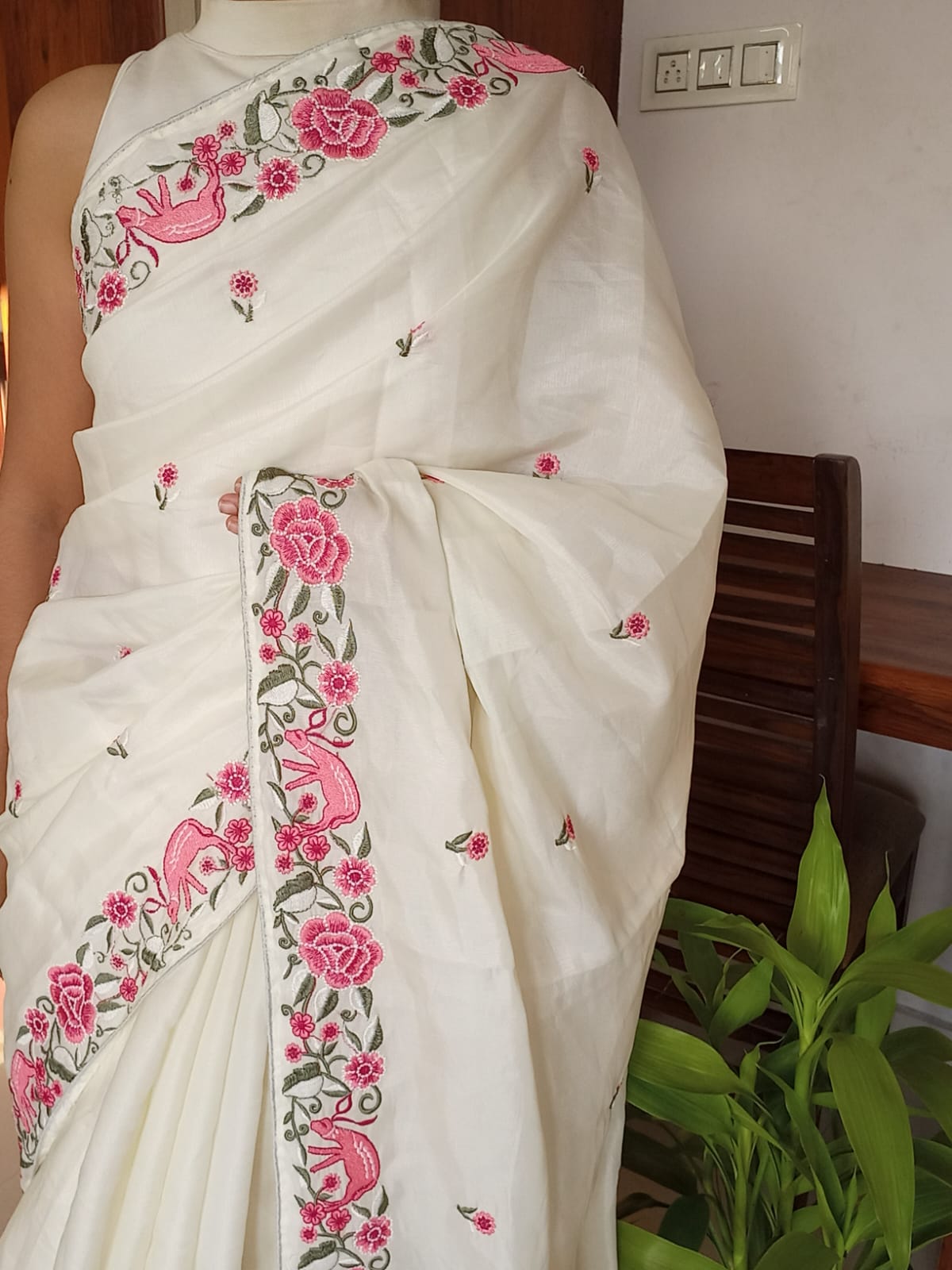 Beautifully embroidered on moonga tussar silk sarees Designer sarees collection