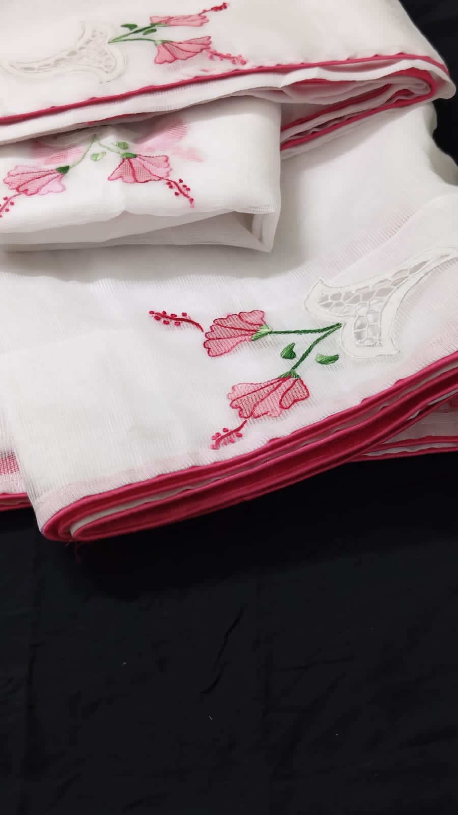 Pink white Beauty Twine Cutwork Sarees Collection Twine cutwork collection