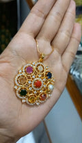 Beautiful navaratna stone premium gold plated Pendant with plain chain necklace
Code : PNB1 Jewel byjuwaan