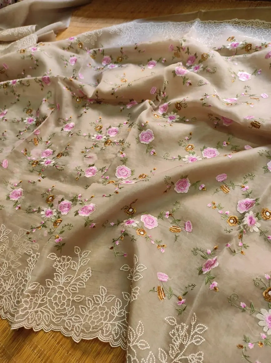 Pure Organza Silk Sarees Gold Organza