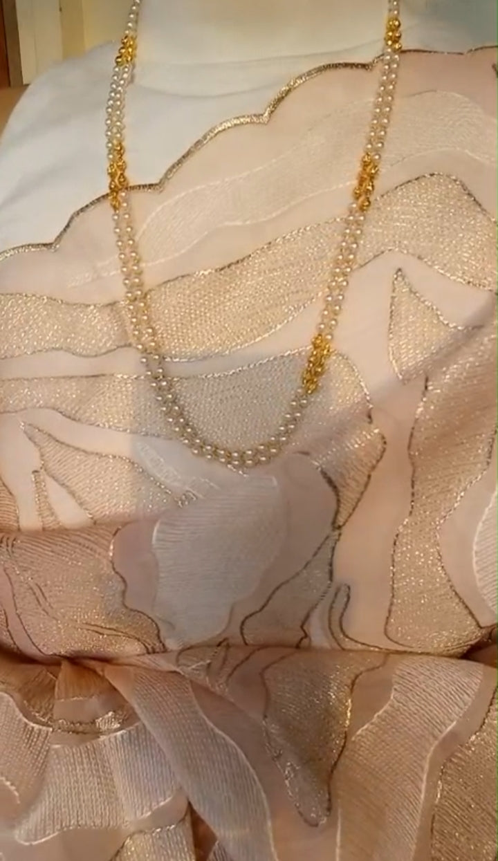 Two layer pearl and golden combination neck piece Code : *RWG2* Pearl Jewellery