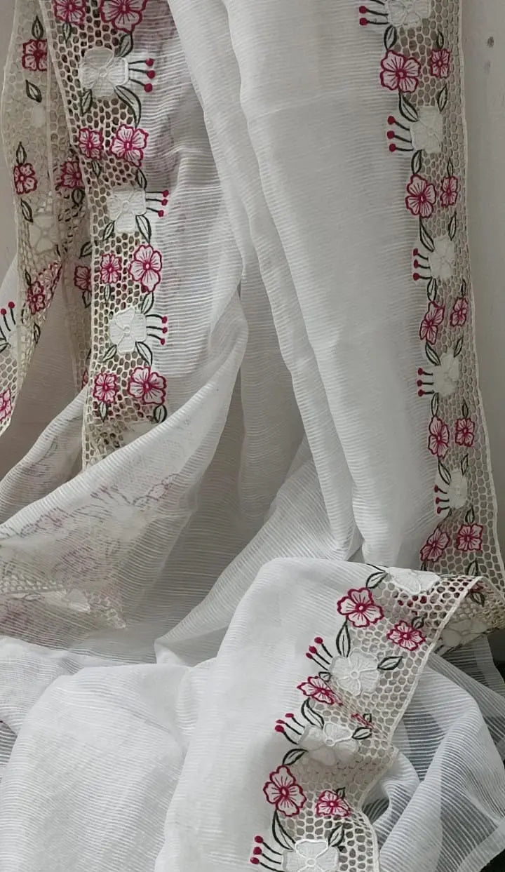 Exclusive cutwork embroidery designer sarees