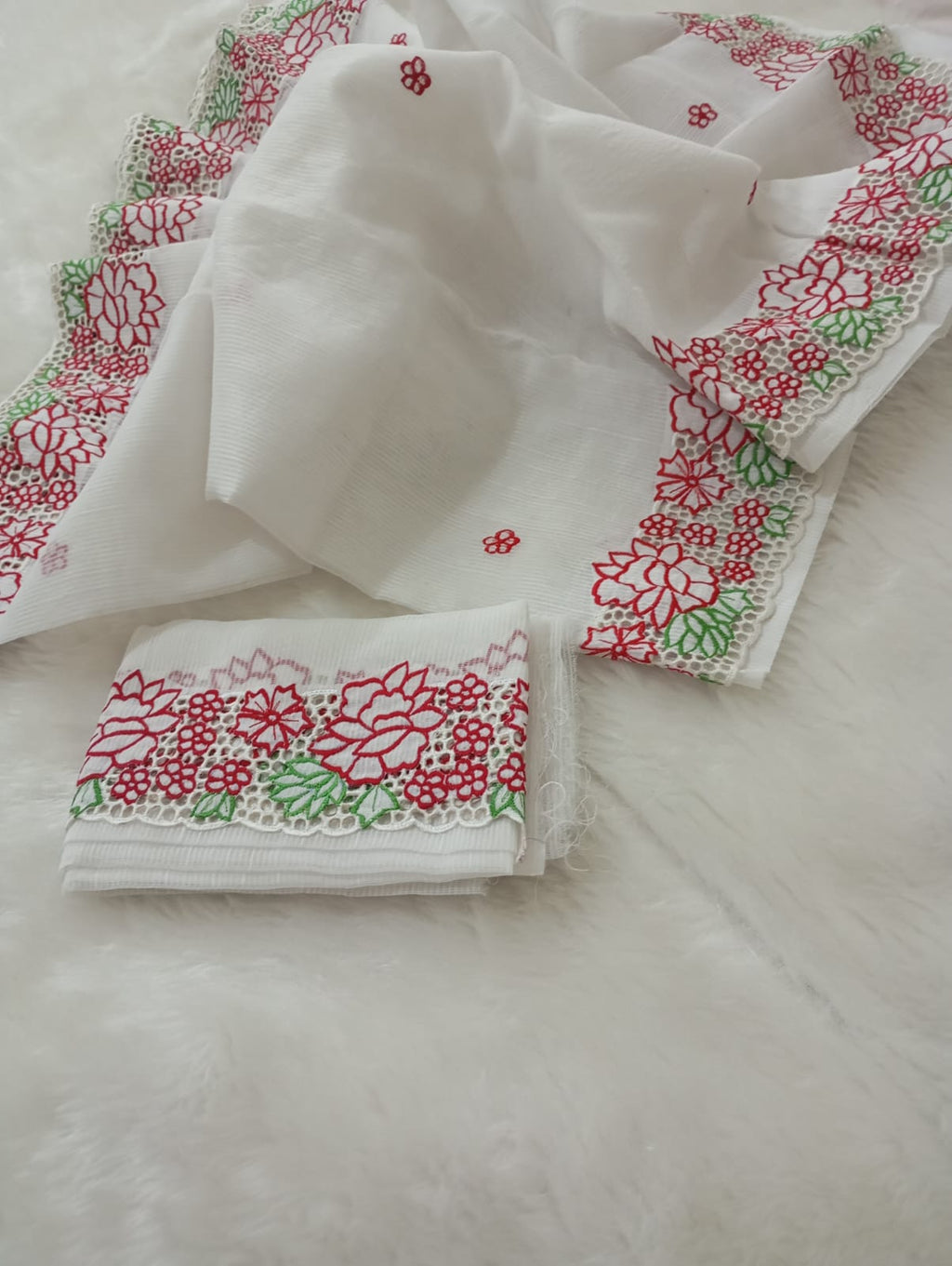 Exclusive white baptism special cutwork embroidery designer sarees