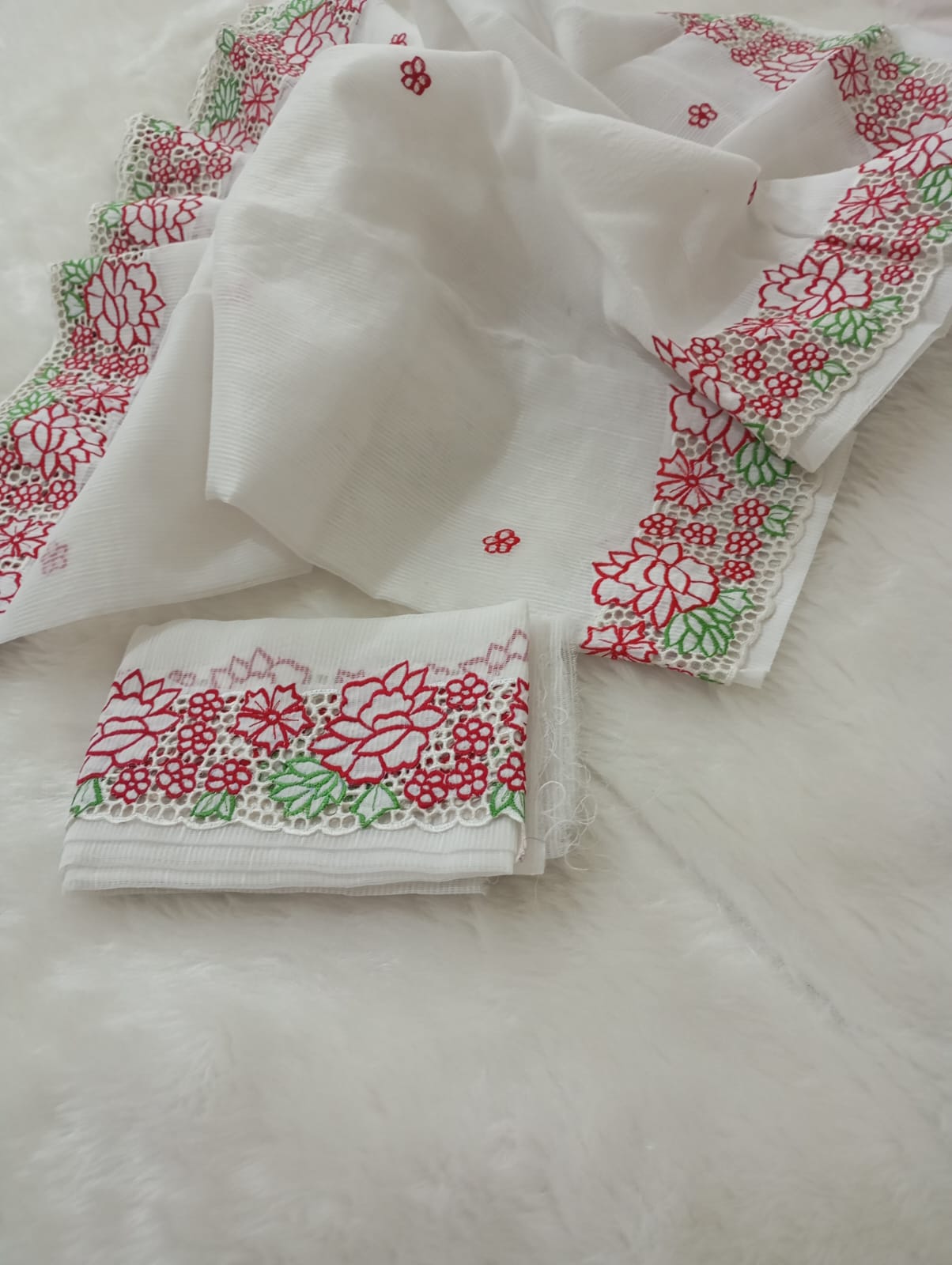 Exclusive white baptism special cutwork embroidery designer sarees