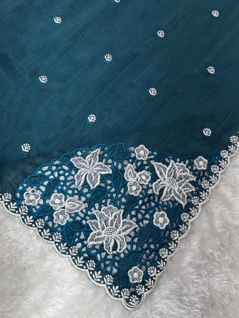 Beautiful cutwork embroidery on matkaa tussar silk sarees Designer sarees collection