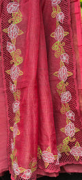 Boutique collection red cutwork embroidery premium sarees collection Silky kota cutwork sarees