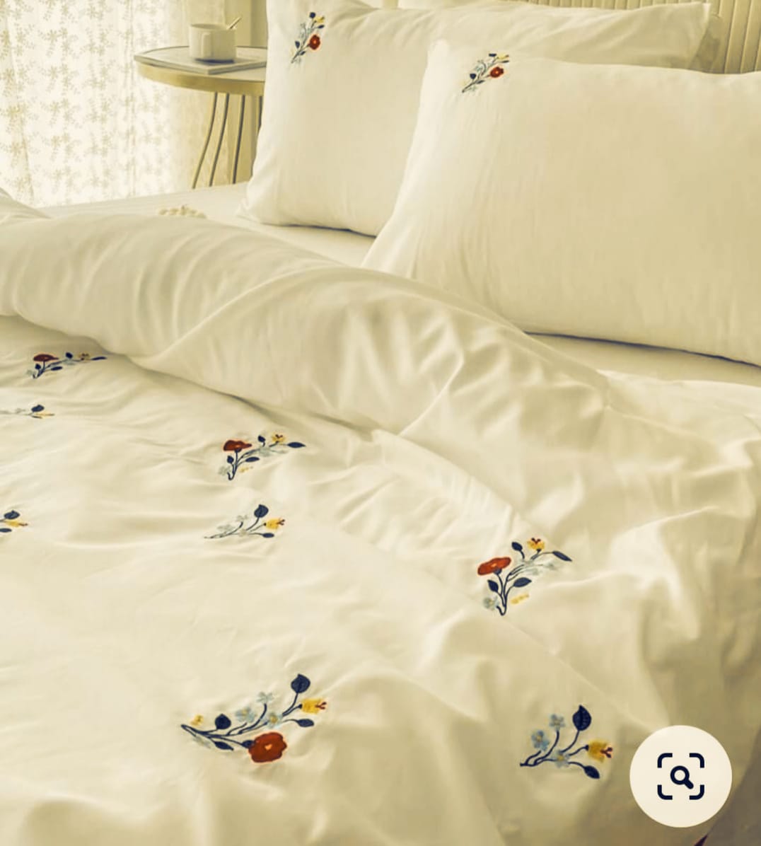 Premium elegant Designer Embroidery Bedsheets Collection Beige flowers Bedsheets