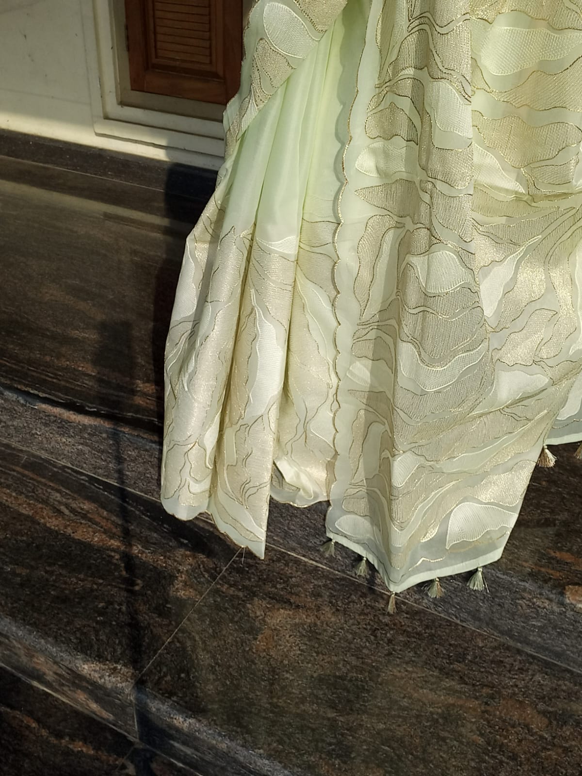 Exclusive light green Turkish organza type premium saree Light green Organza