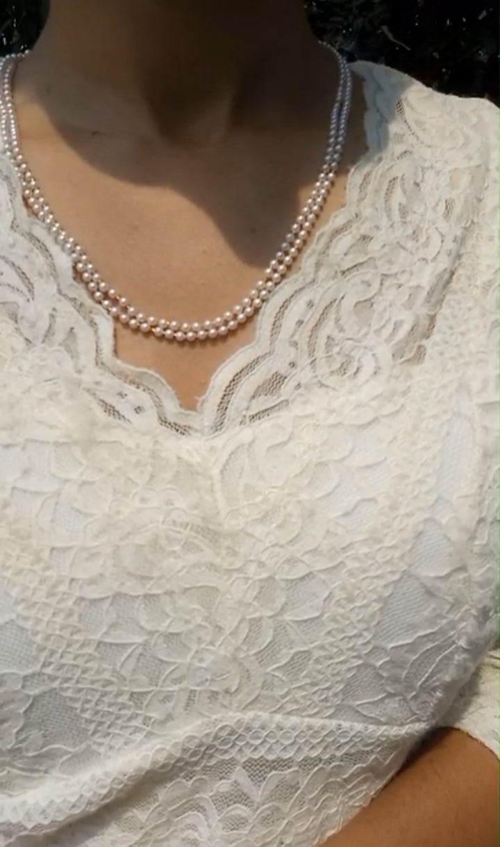 Beautiful Two layer round pearl short length neck piece Code : *RW2S* Pearl Jewellery