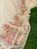Fabulous rooby silk designer cutwork embroidery sarees White orange Designer sarees collection