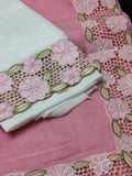 Pink beauty collection silky kota cutwork embroidery sarees Silky kota cutwork sarees