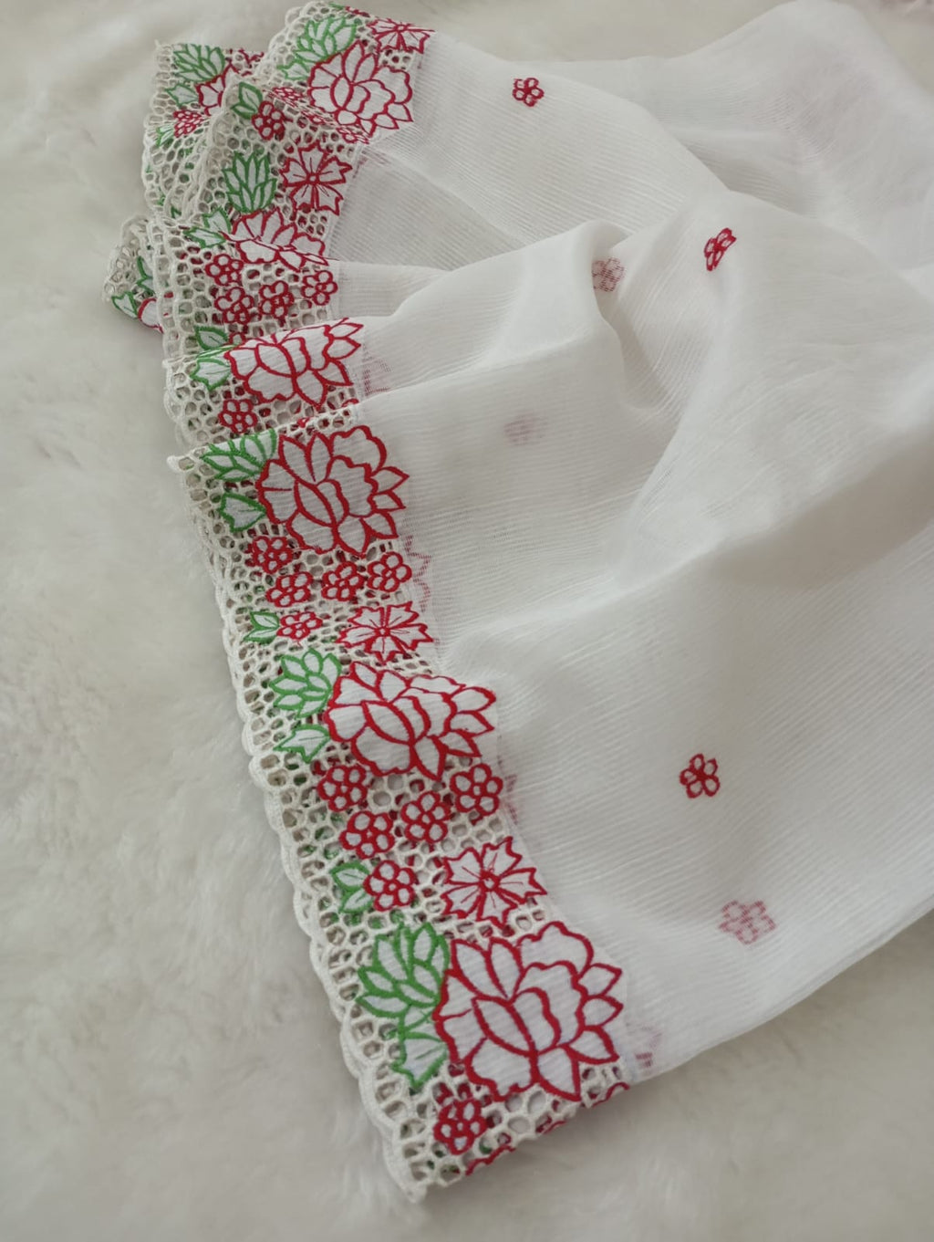 Exclusive white baptism special cutwork embroidery designer sarees