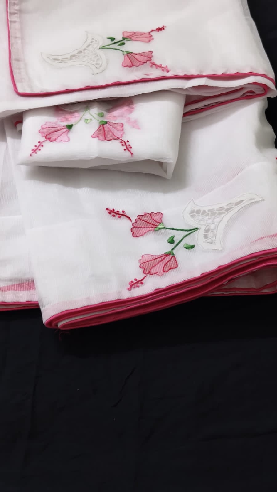 Pink white Beauty Twine Cutwork Sarees Collection Twine cutwork collection