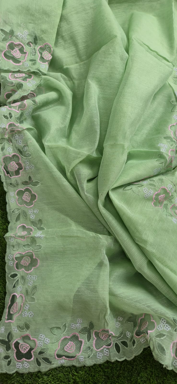 Premium Silky Kota embroidery designer applique sarees Kota embroidery sarees