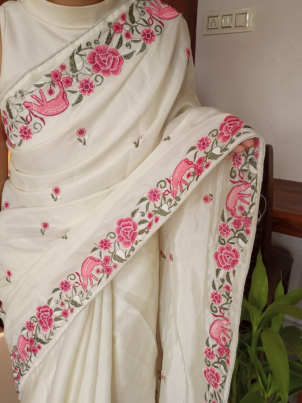 Beautifully embroidered on moonga tussar silk sarees Designer sarees collection